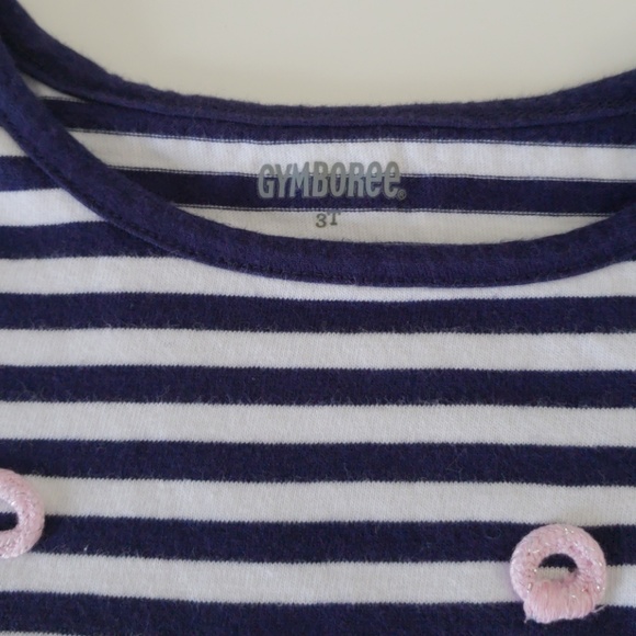 Gymboree Striped t shirt with pink "smile" word 3T - Picture 3 of 4